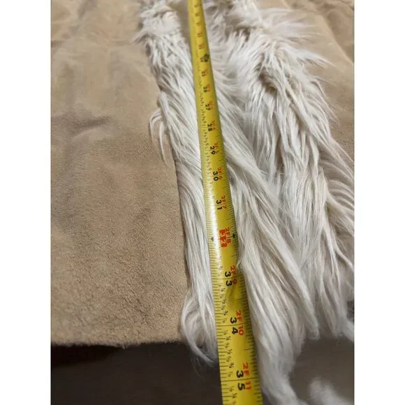 Mixit Suede Leather Faux Fur Coat Western Boho Y2K Vintage Jacket Petite L - Picture 8 of 11